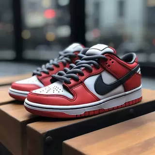 Red and Black on White